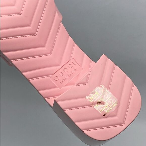 Gucci Pink Rubber Platform Slide Sandals size 37 - Picture 12 of 12